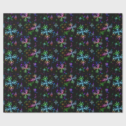 Snowflake-kerstlampje Neon Cadeaupapier (Vlak)