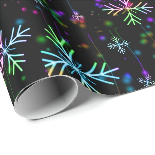 Snowflake-kerstlampje Neon Cadeaupapier (Rol Hoek)