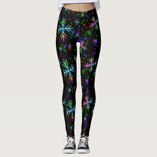 Snowflake-kerstlampje Neon Leggings (Voorkant)