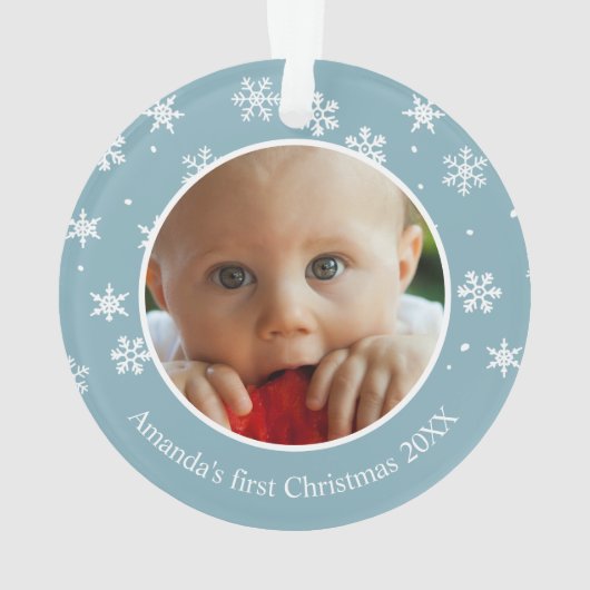 Snowflake Kerstmis 2 Foto aangepast Ornament (achterkant)