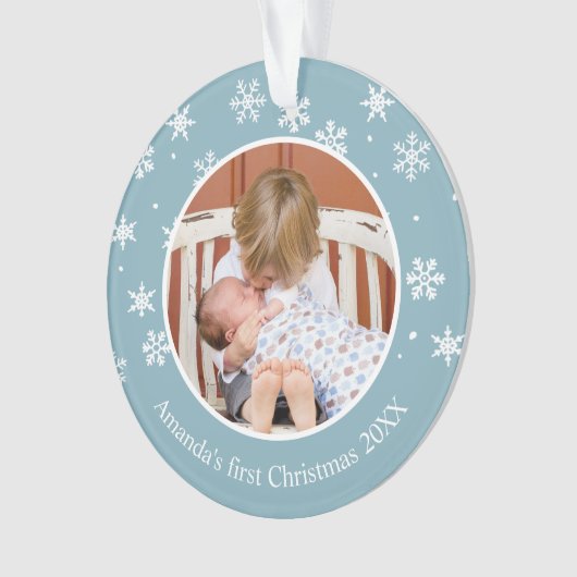 Snowflake Kerstmis 2 Foto aangepast Ornament (voorkant)