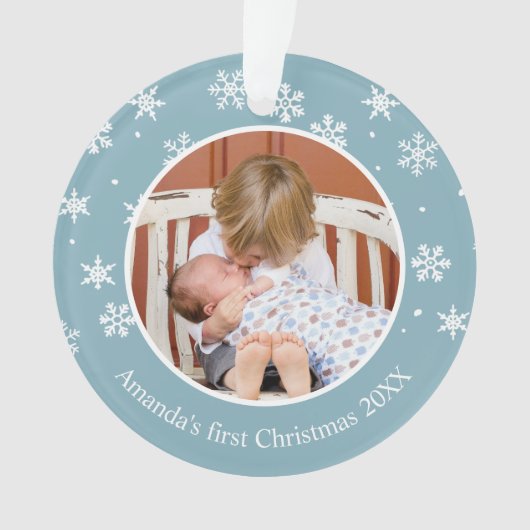 Snowflake Kerstmis 2 Foto aangepast Ornament (voorkant)