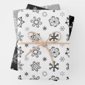 Snowflake Kerstmis [Black White Grey] Wrapping Pa Inpakpapier Vel (In situ)