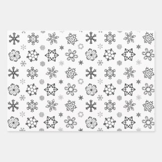 Snowflake Kerstmis [Black White Grey] Wrapping Pa Inpakpapier Vel