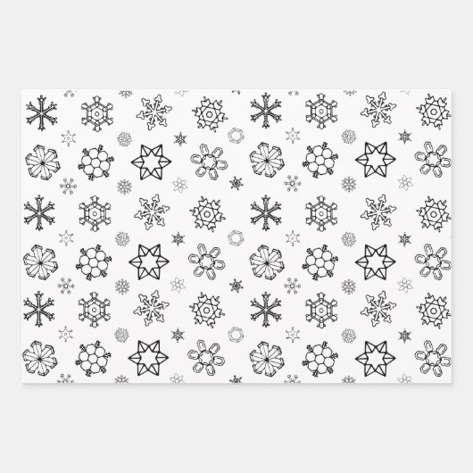 Snowflake Kerstmis [Black White Grey] Wrapping Pa Inpakpapier Vel (Voorkant)