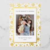 Snowflake Kerstmis | Foto Folie Holiday Kaart (Voorkant)