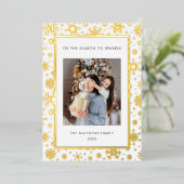 Snowflake Kerstmis | Foto Folie Holiday Kaart (Staand Voorkant)