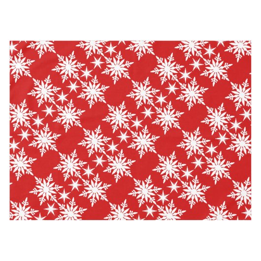 Snowflake kerstmis rood wit patroon tafelkleed (Voorkant (Horizontaal))