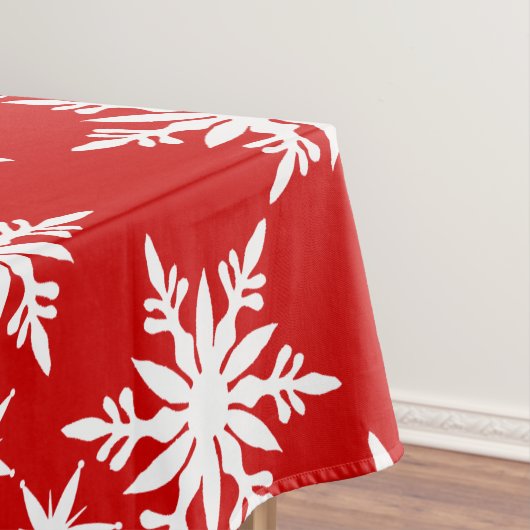 Snowflake kerstmis rood wit patroon tafelkleed (Voorbeeld)