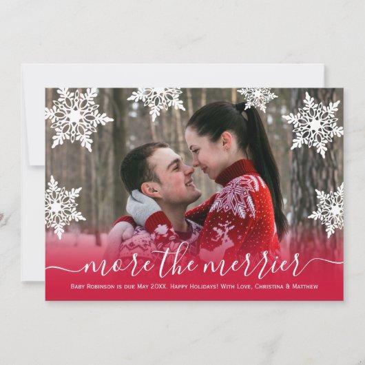 Snowflake Kerstmis Zwangerschapskaarten Aankondiging (Voorkant)