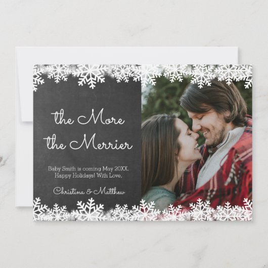 Snowflake Kerstmis Zwangerschapskaarten Aankondiging (Voorkant)