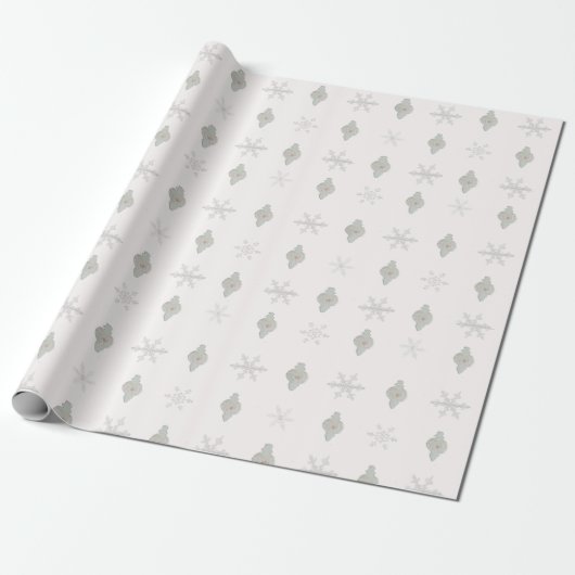 Snowflake kerstpapier met Ornament Cadeaupapier (Uitgerold)