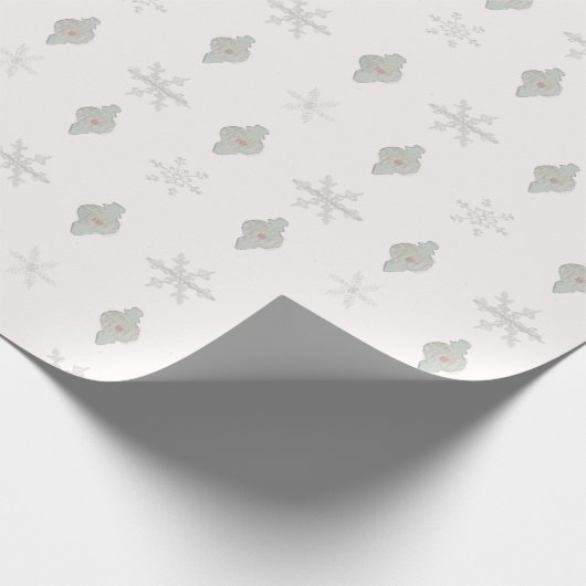 Snowflake kerstpapier met Ornament  Cadeaupapier (Hoek)