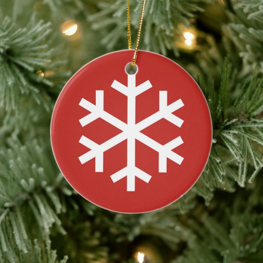 Snowflake-kerstrood-keramisch Ornament (Boom)