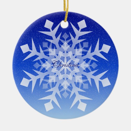 Snowflake kerstversiering met naam keramisch ornament (Voorkant)