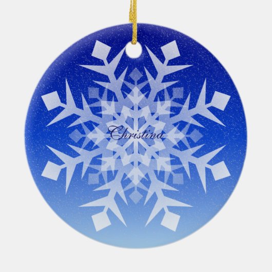 Snowflake kerstversiering met naam keramisch ornament (Achterkant)