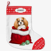 Snowflake King Charles Spaniel Gift Surprise Grote Kerstsok (Voorkant)