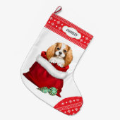 Snowflake King Charles Spaniel Gift Surprise Grote Kerstsok (Voorkant (Hangend))
