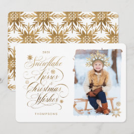Snowflake Kiss kerstkreet Gold Script Feestdagenkaart