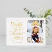 Snowflake Kiss kerstkreet Gold Script Folie Feestdagenkaart (Staand Voorkant)