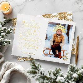 Snowflake Kiss kerstkreet Gold Script Folie Feestdagenkaart