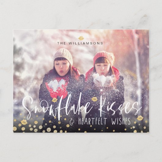 Snowflake Kisses & Heartfelt Wishes | Foto van de  Feestdagenkaart (Voorkant)