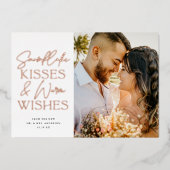 Snowflake Kisses Pas getrouwd Christmas Three 3 Fo Folie Feestdagenkaart (Voorkant)