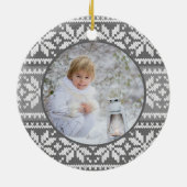 Snowflake Knit Sweater Monogram Naam Foto Keramisch Ornament (Achterkant)