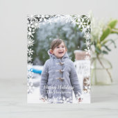 Snowflake Lace Photo Holiday Card Feestdagenkaart (Staand voorkant)