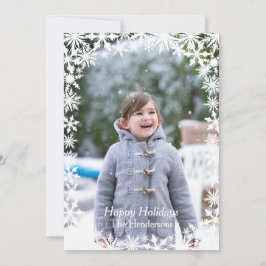 Snowflake Lace Photo Holiday Card Feestdagenkaart