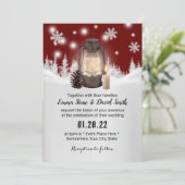 Snowflake & Lantern Red Winter Weduwen Kaart (Staand voorkant)