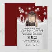 Snowflake & Lantern Red Winter Weduwen Kaart (Voorkant / Achterkant)