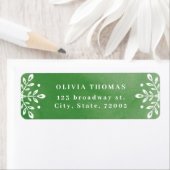 Snowflake Leaves Green-kerstreportage Etiket (Insitu)