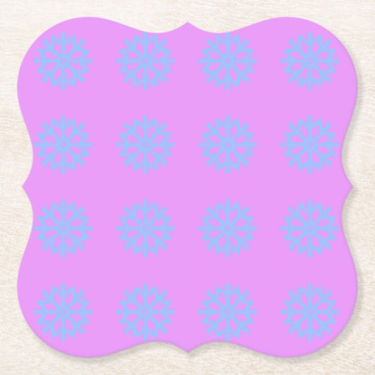 Snowflake Light Blue Winter Festive Pattern Lila Kartonnen Onderzetters (Voorkant)