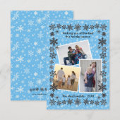 Snowflake Lijst Blue 3 Foto's - 3x5 kerstKaart Kaart (Voorkant / Achterkant)