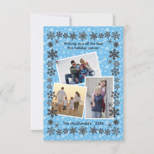 Snowflake Lijst Blue 3 Foto's - 3x5 kerstKaart Kaart