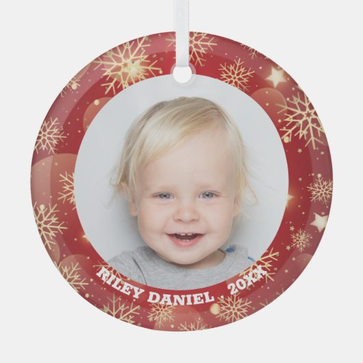 Snowflake Lijst Foto Glas Ornament (Voorkant)
