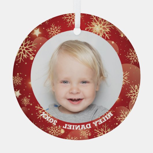 Snowflake Lijst Foto Glas Ornament (Achterkant)