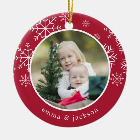 Snowflake Lijst | Foto Keramisch Ornament (Voorkant)