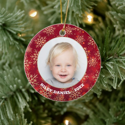 Snowflake Lijst Foto Keramisch Ornament (Boom)