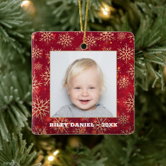 Snowflake Lijst Foto Keramisch Ornament (Boom)