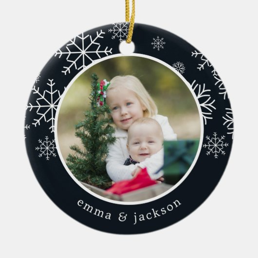 Snowflake Lijst | Foto Keramisch Ornament (Voorkant)