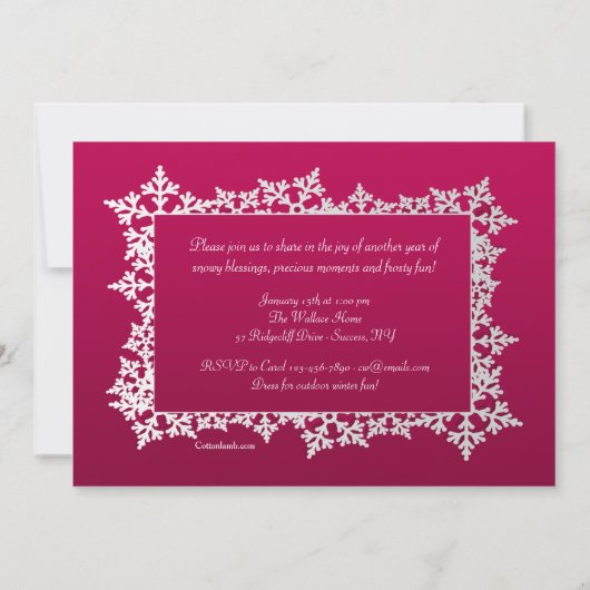 Snowflake Lijst Fotouitnodiging Kaart (Achterkant)