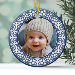 Snowflake Lijst kerstmis met dubbelzijdig fototoes Keramisch Ornament