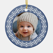 Snowflake Lijst kerstmis met dubbelzijdig fototoes Keramisch Ornament (Voorkant)