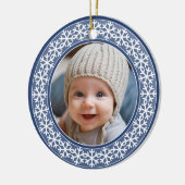 Snowflake Lijst kerstmis met dubbelzijdig fototoes Keramisch Ornament (Links)