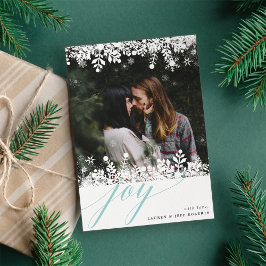 Snowflake Lijst Vakantie Fotokaart | ijs Feestdagenkaart