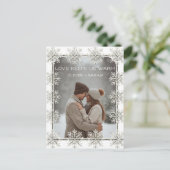 Snowflake Love houdt ons warm paar foto Feestdagenkaart (Staand voorkant)