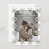 Snowflake Love houdt ons warm paar foto Feestdagenkaart (Voorkant / Achterkant)