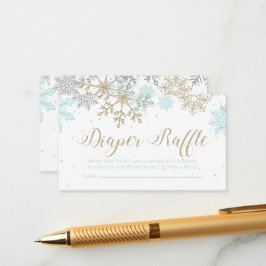 Snowflake luier Raffle Blue Gold Glitter Informatiekaartje